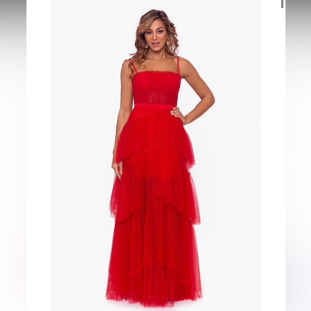Betsy Adam Red Prom Dress